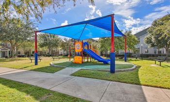 Shaded playground at Sladestone Shadow Creek, Pearland, TX